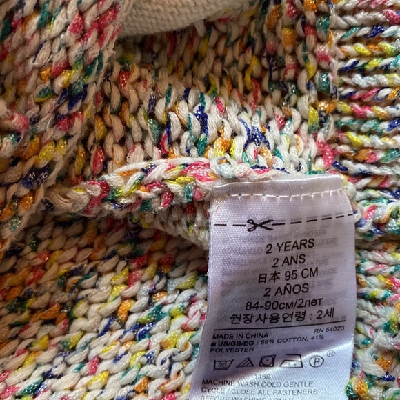 GAP Toddler 2T Hooded Zip Up Sweater in‎ Confetti Multi-Colored Yarn - Picture 5 of 8